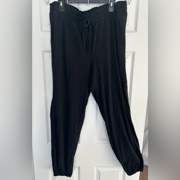New AnyBody Cozy Knit Jersey Jogger with Pleated Side Seam Black size Large Tall - Picture 2 of 9